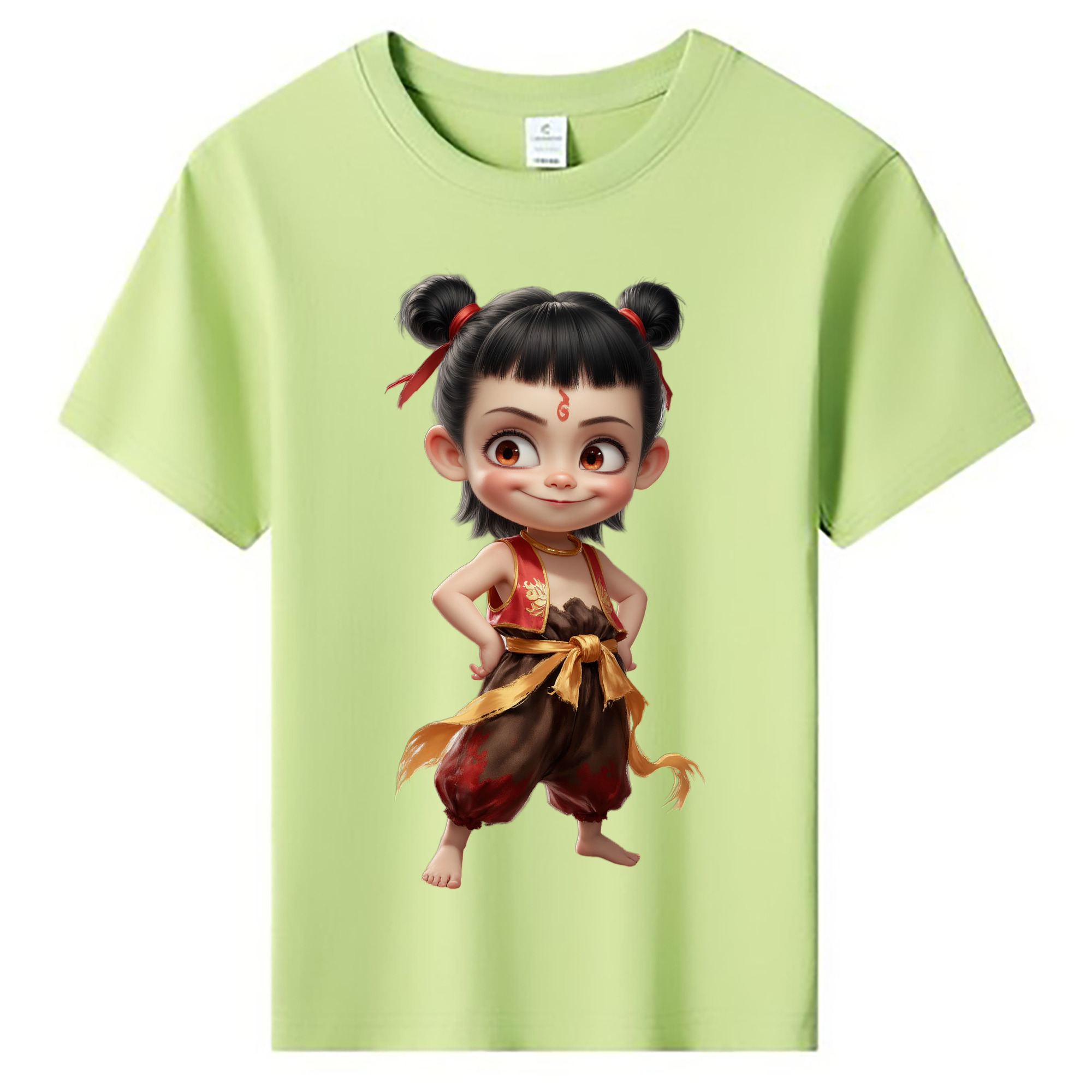 （画像用） Ne Zha 2 ナタ 魔童の大暴れ 綿100％キッズTシャツ（フロントプリント）